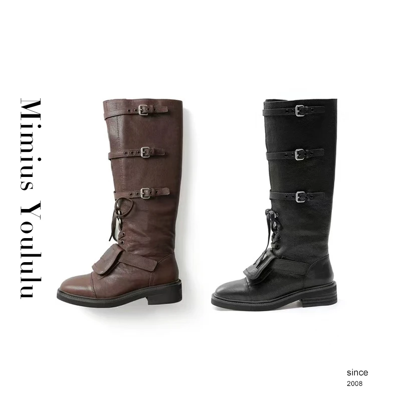 【mimius】U25早秋复古巴恩风一脚蹬骑士长筒靴(跟高4.5cm) WG07312