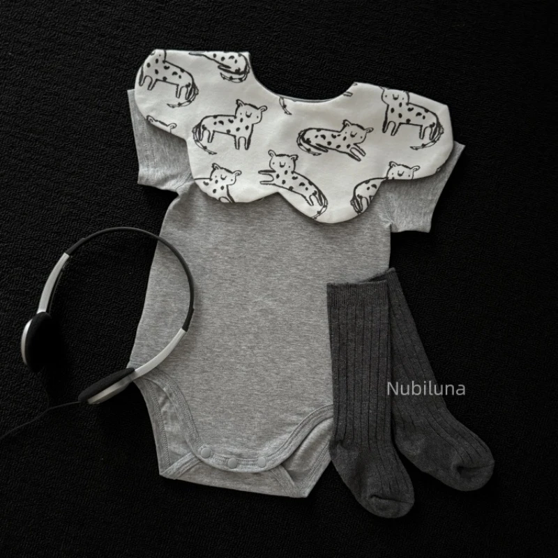 冰薄丝语|Nubiluna夏季凉感婴儿包屁衣纯色百搭ins短袖三角哈衣