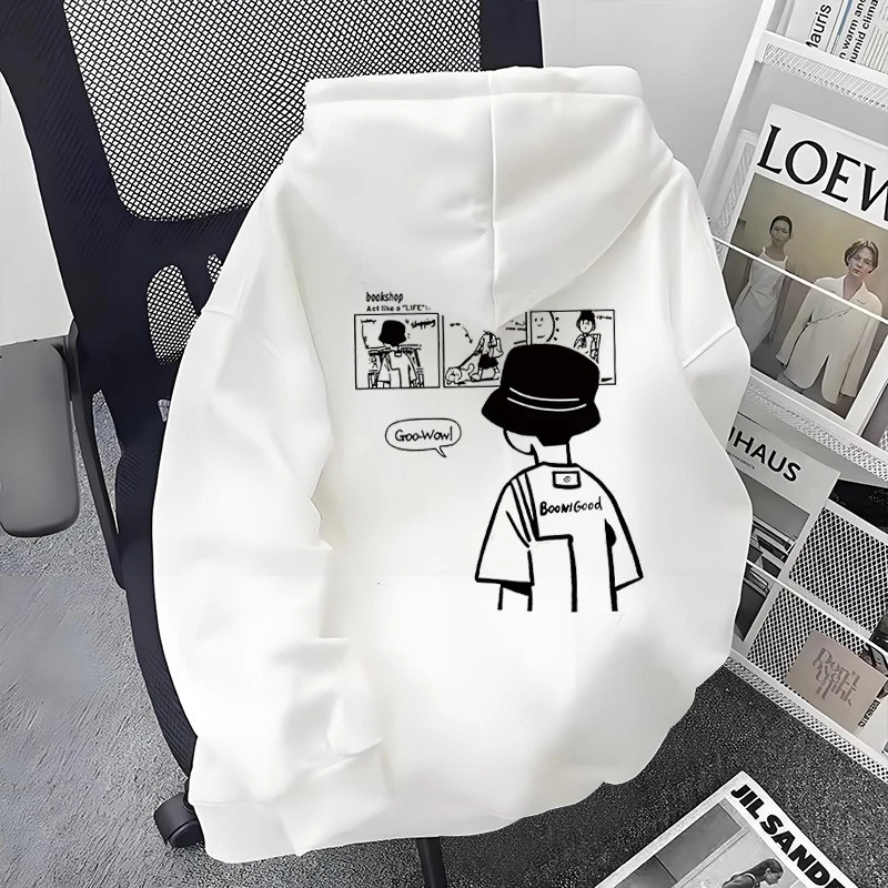 仓石一树男士印花宽松时尚百搭长袖卫衣春秋冬季休闲加绒时尚外套