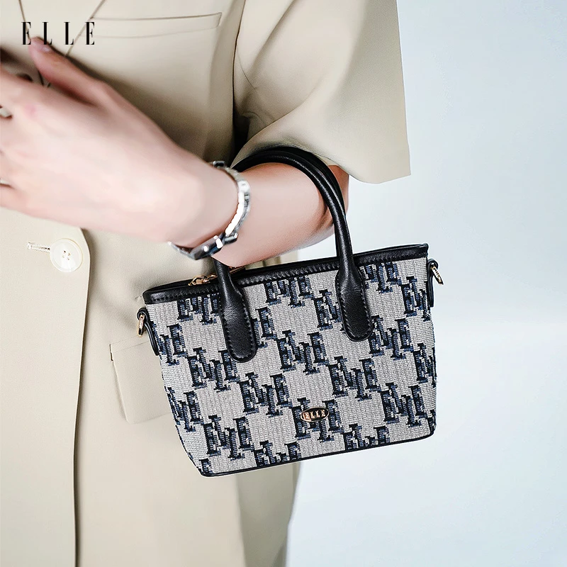 ELLE25{一秒入夏}复古设计单肩包百搭时尚经典拉链斜挎包46362