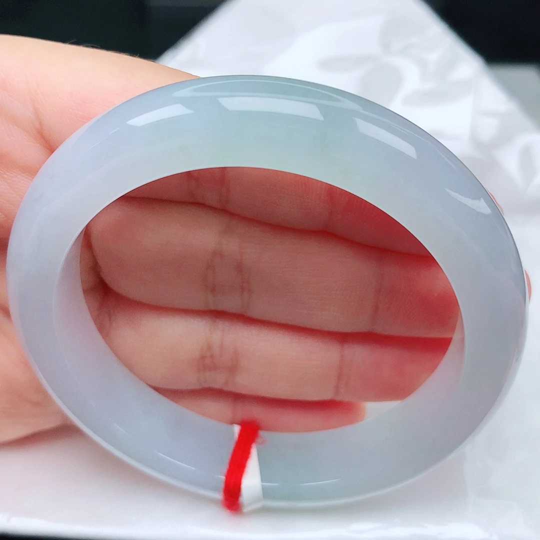 翡翠手镯未镶嵌24冰胶幻彩淡蓝