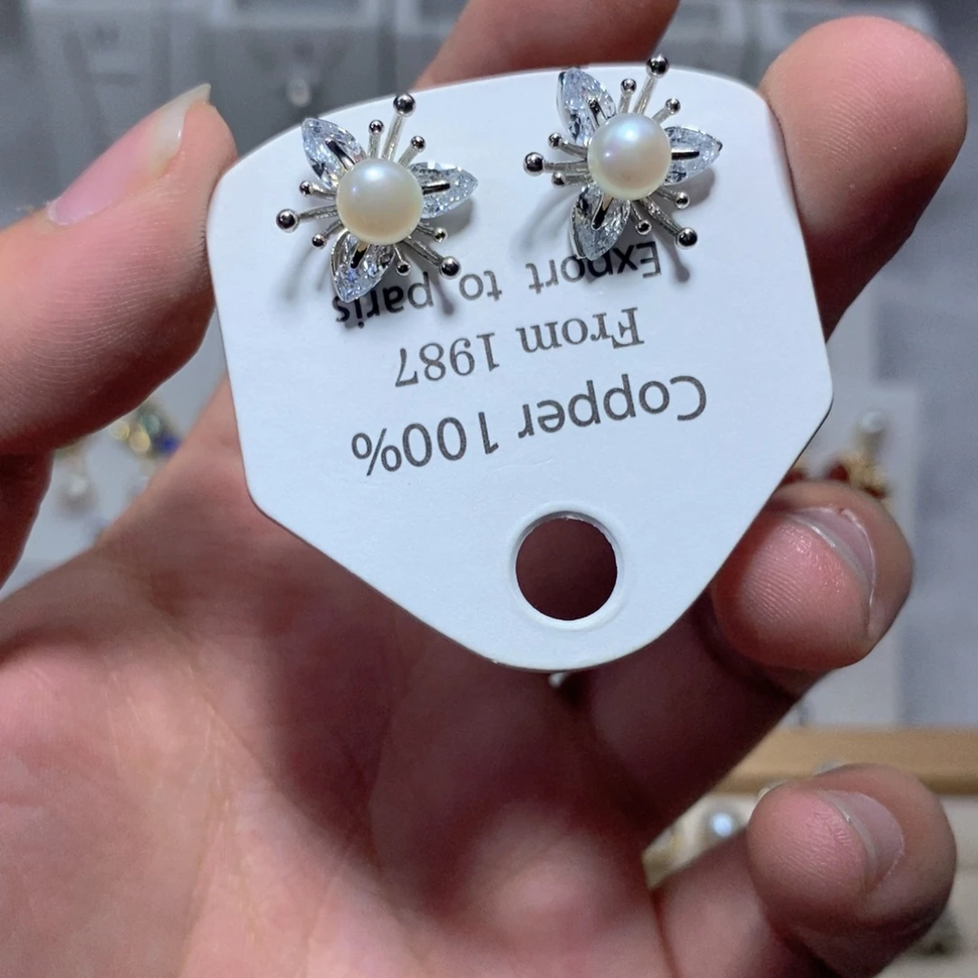 耳饰淡水珍珠银S925镶嵌