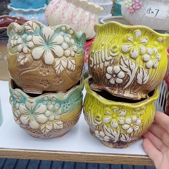 多肉绿植陶瓷花盆9.9包邮，有空