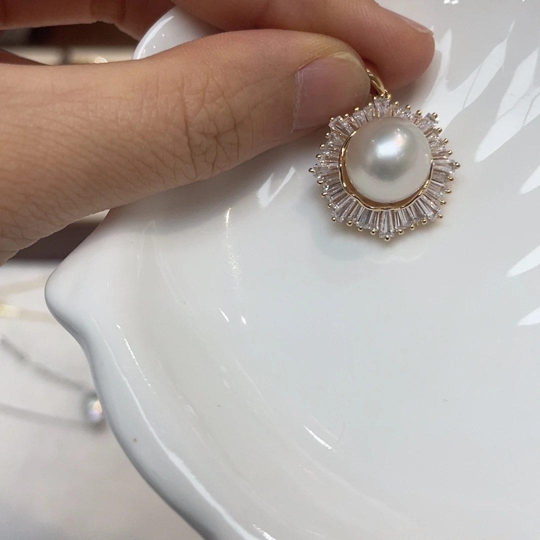 吊坠(不含链)海水珍珠银S925镶嵌