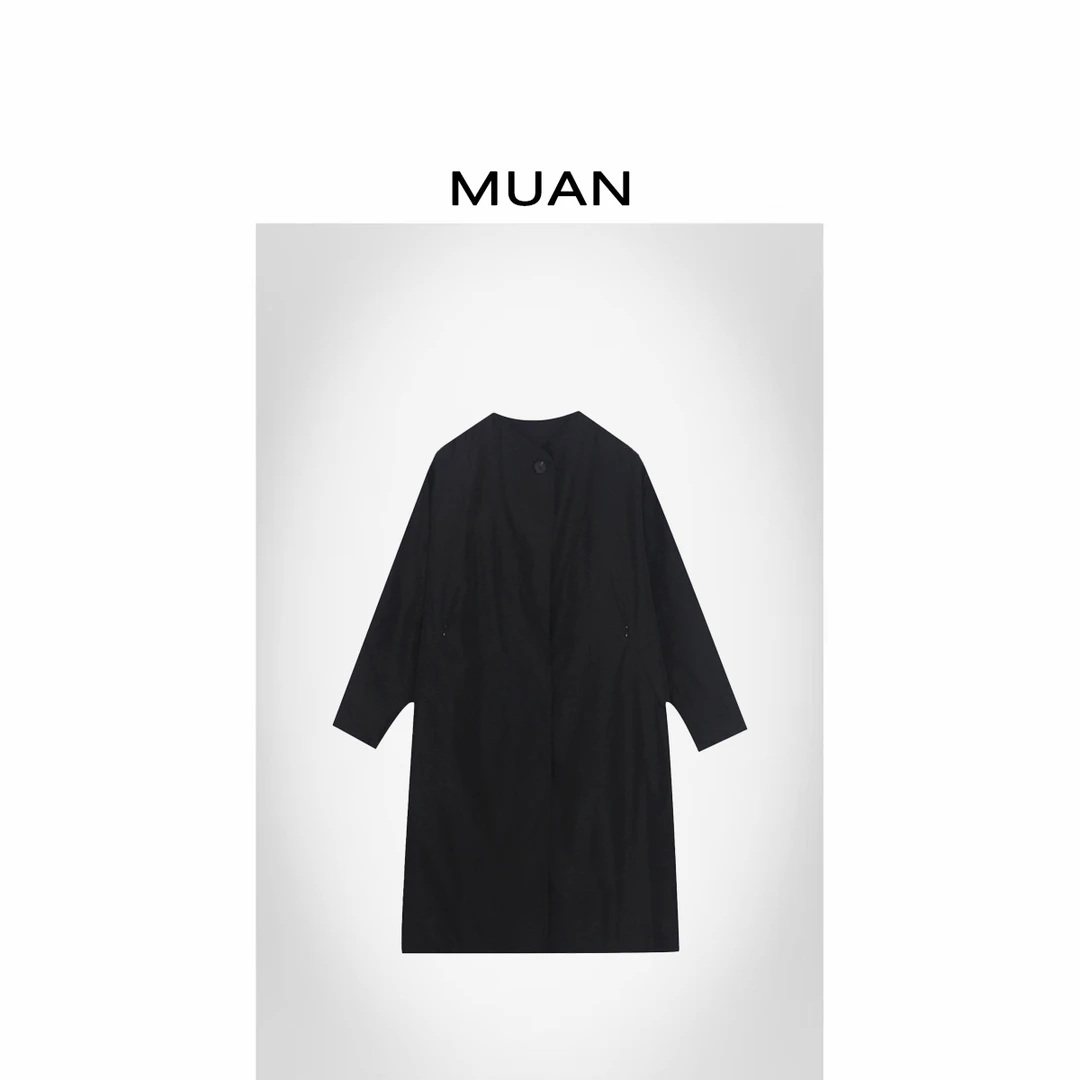 木岸MUAN：《经典山本风衣》定制高级百搭长款无领风衣外套女MJ-B103