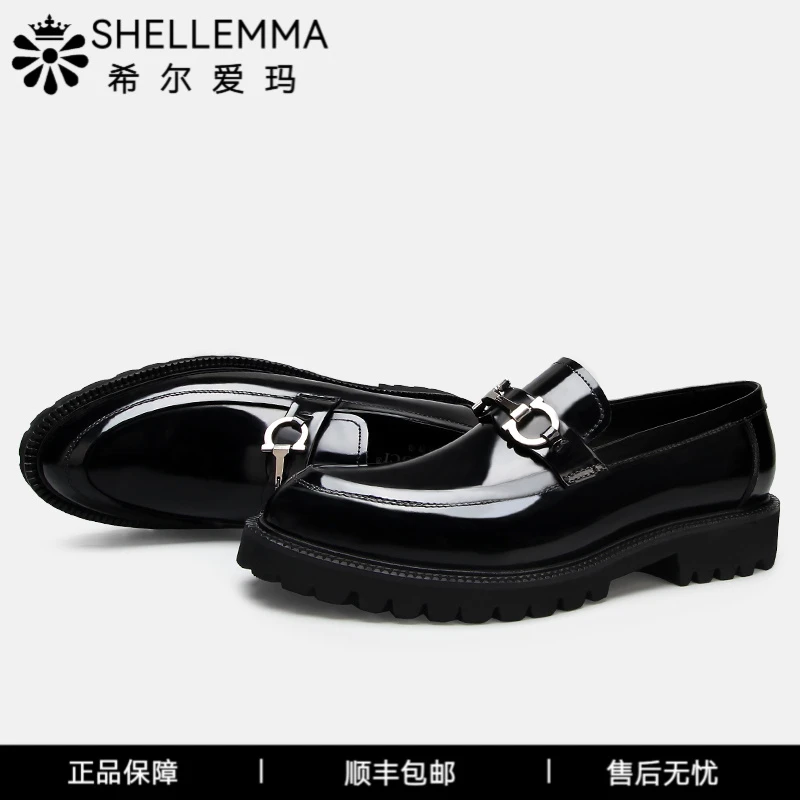 希尔爱玛男士真皮乐福鞋舒适皮鞋男商务休闲皮鞋厚底百搭英伦风