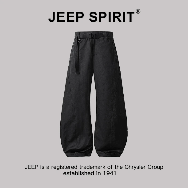 JEEPSPIRIT吉普美式高街弯刀裤男潮牌宽松百搭cleanfit休闲阔腿裤