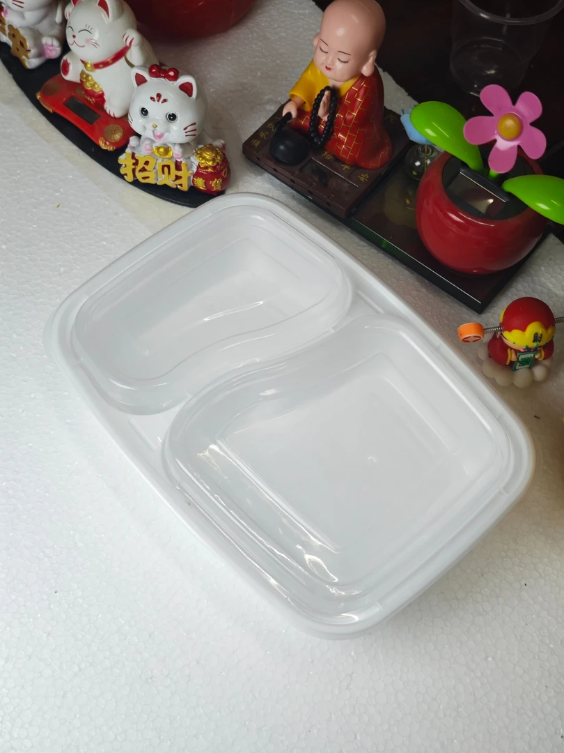 盒50-100只一次性餐盒二格盒子餐具餐盘便当盒上班族