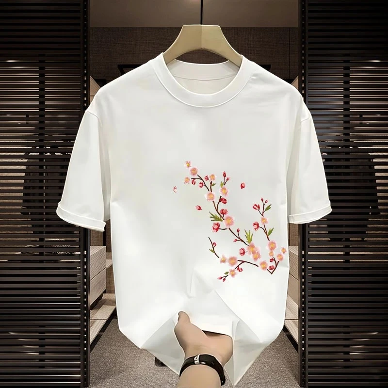 纯棉T恤高端潮牌男装夏季t恤上衣高级短袖t恤男款修身内搭打底衫