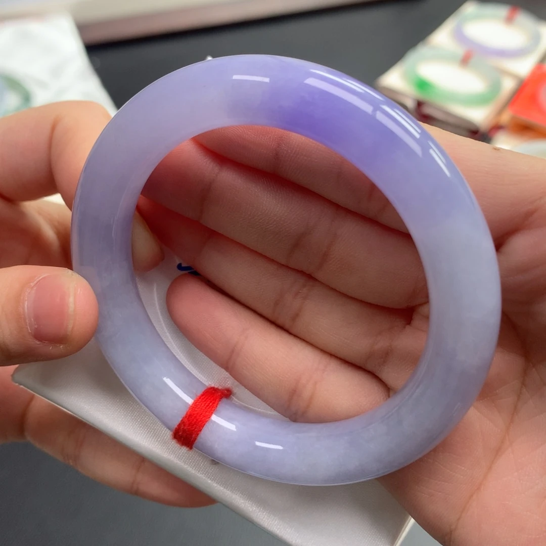 翡翠未镶嵌手镯3号浓紫胖圆