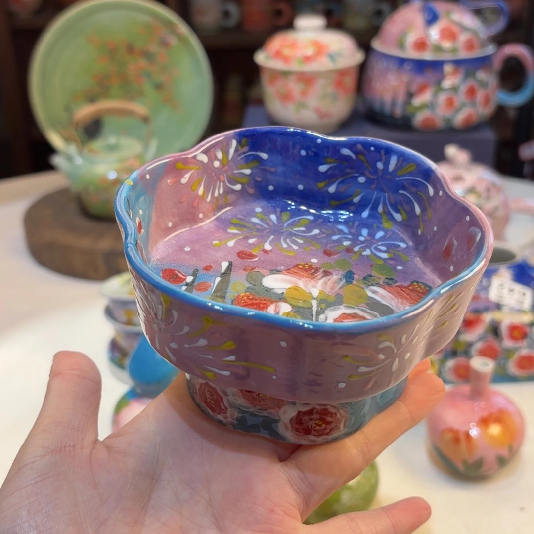 景德镇手绘高温釉下彩陶瓷茶具