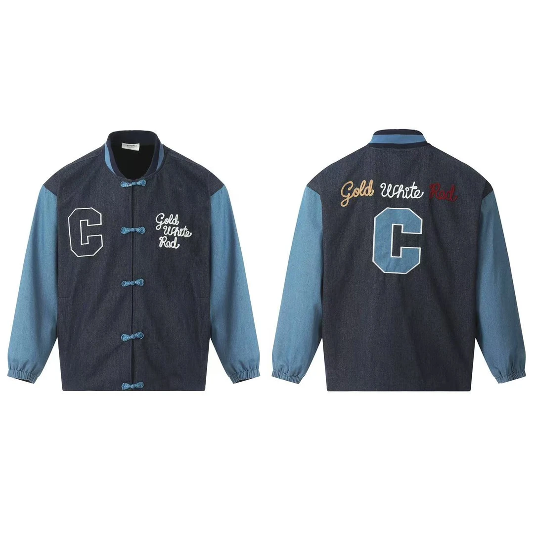 冰淇淋-国潮风刺绣牛仔夹克外套