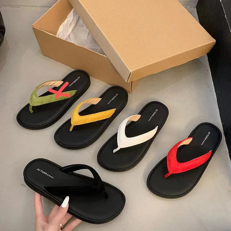 HF（9XZF916-6#)夏天标配 外穿彩色宽边夹趾人字拖 9-429