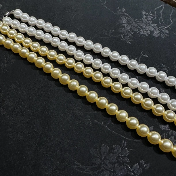 非金属仿珍珠项链 白家金珠套装（一黄一白）