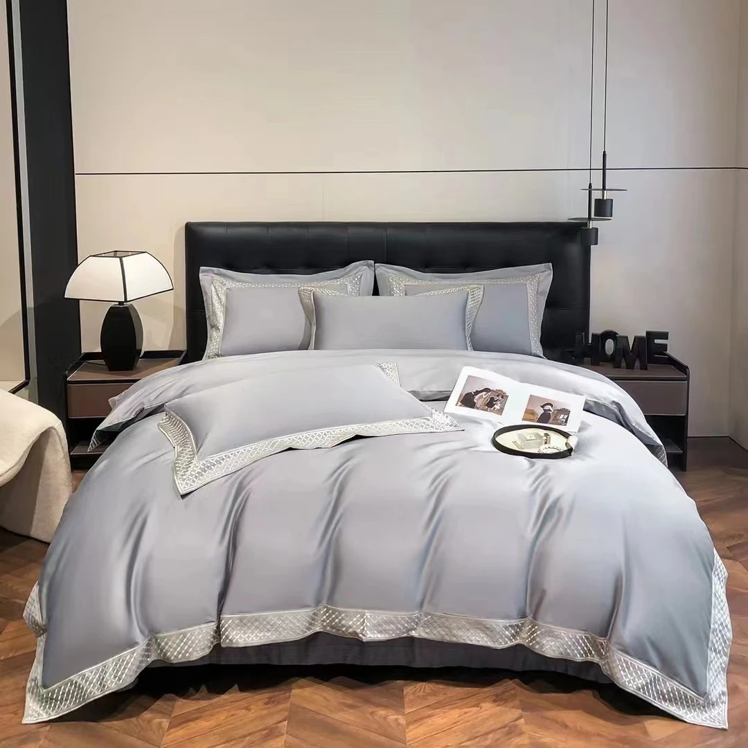 高端设计师品牌尾单100%棉四件套-卡恩浅灰