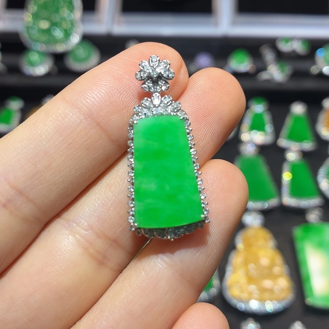 翡翠18K金镶嵌吊坠(不含链)翡翠
