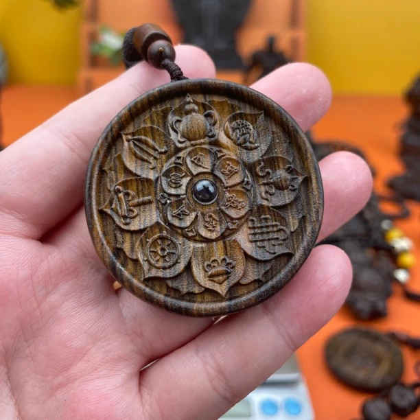 沉香木（八宝莲花）投影款5/5越南天然复古精工原雕刻