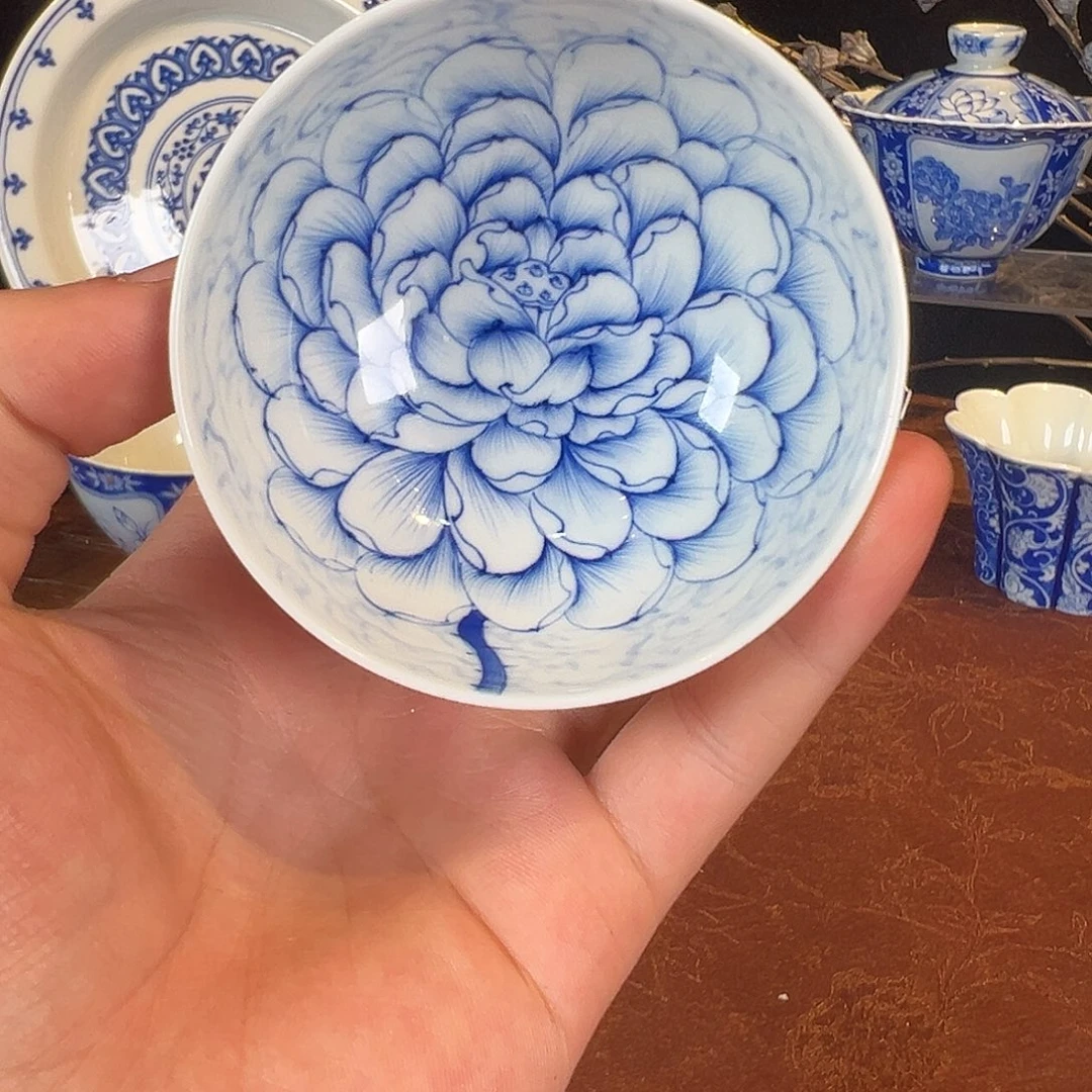 杯子青樵轩花开灿烂鸡心杯