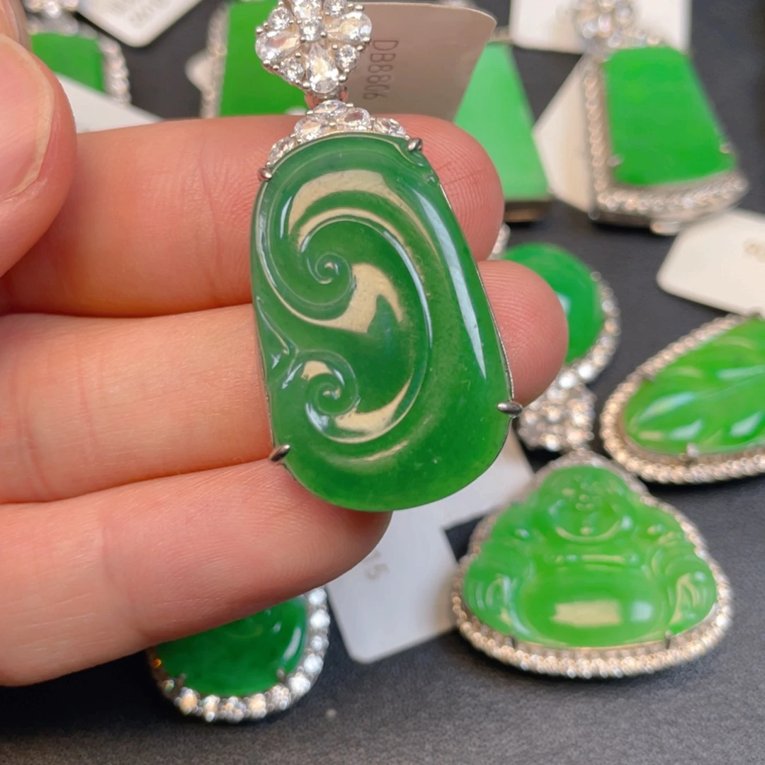 翡翠银S925镶嵌吊坠(不含链)