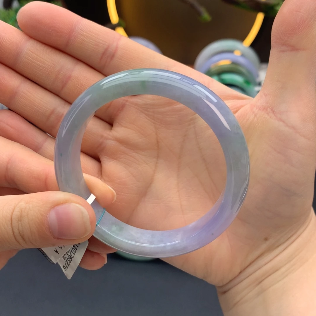 翡翠手镯未镶嵌53正圈蓝紫