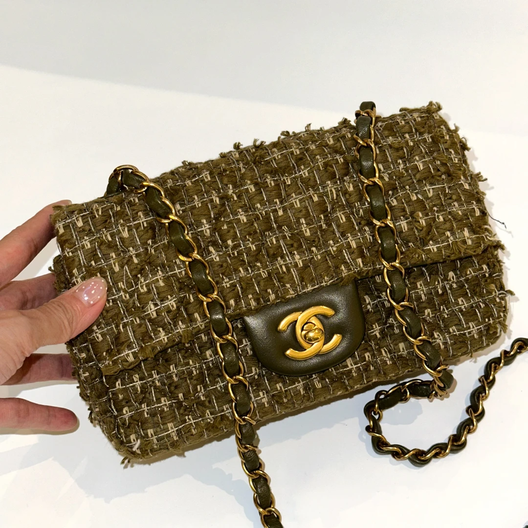 99新 Chanel/香奈儿 古巴绿编织大miniCF