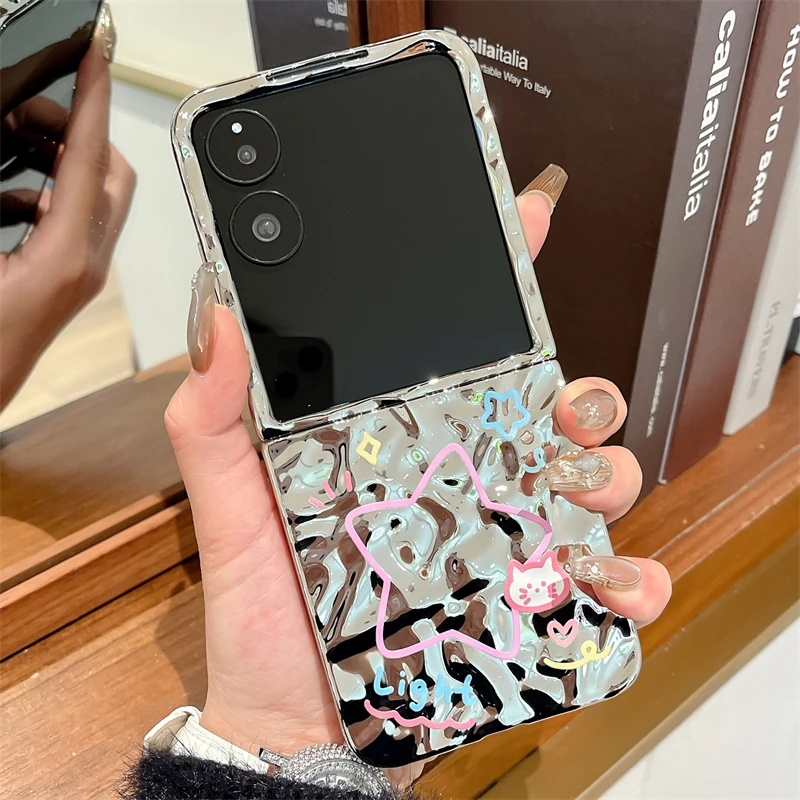 适用小米mixflip手机壳新款电镀银色爱心mix Flip折叠屏保护套女