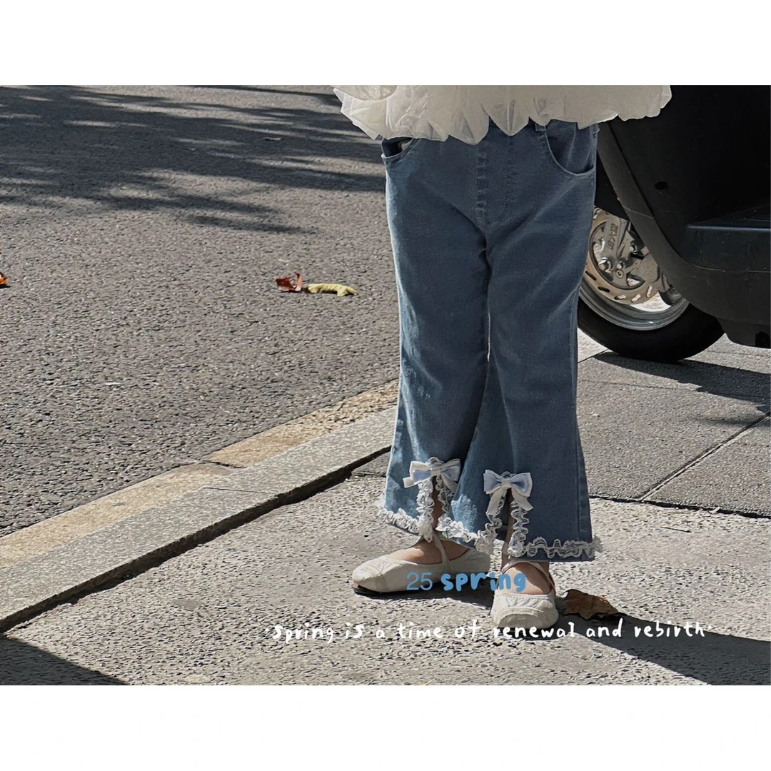 7Seven·25春~蝴蝶结花边牛仔裤8573（汉服裤子）