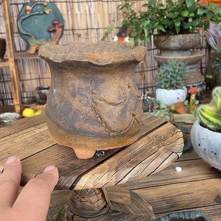 手工粗陶高温花盆