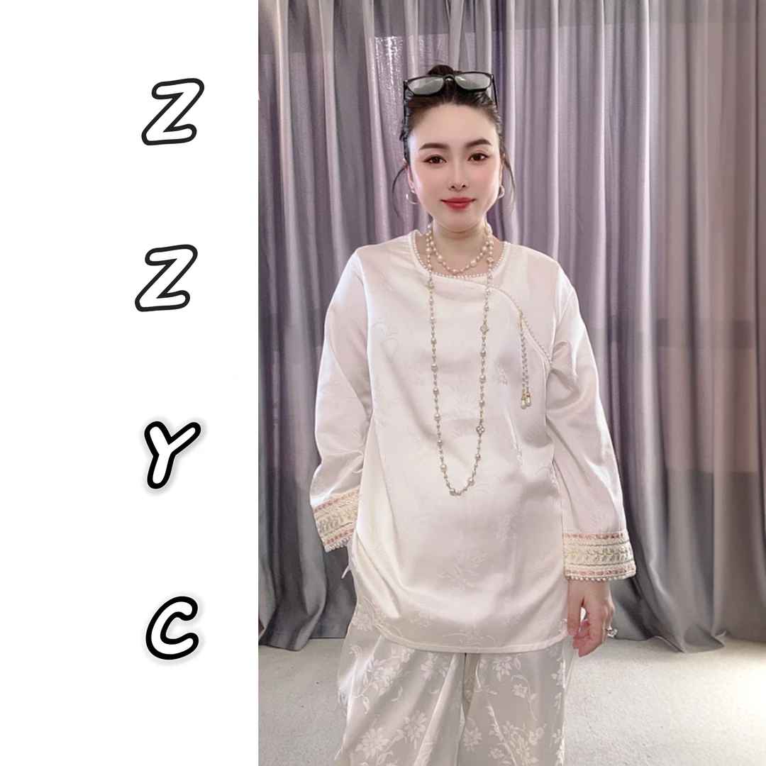 zz赵赵【珠光宝气】国风斜襟盘扣新中式刺绣衫