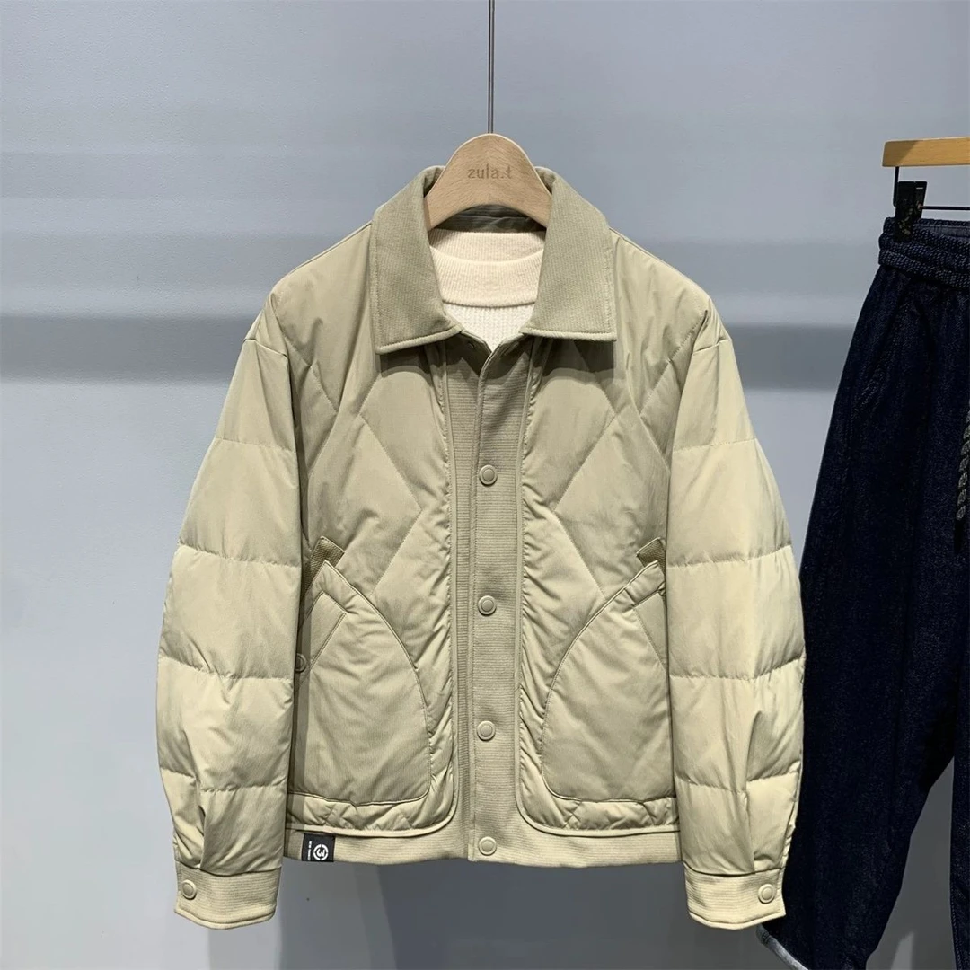 男士羽绒服轻薄新款冬季潮流翻领短款保暖外套休闲鸭绒加厚羽绒服