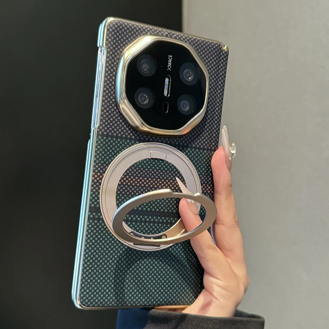 【双中轴保护】适用华为matex6手机壳新款碳纤纹理x5磁吸支架外壳