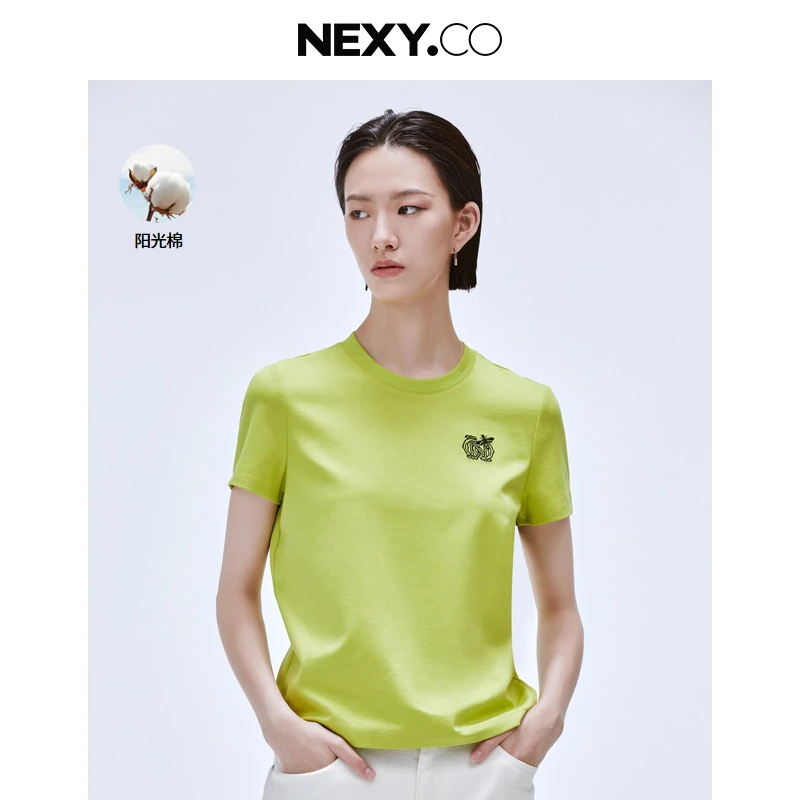NEXY.CO/奈蔻休闲透气圆领宽松夏季百搭时尚上衣XM01100F3