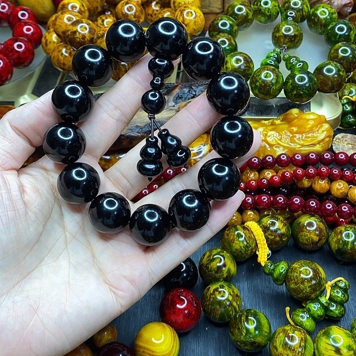 松木琥珀木文玩手串