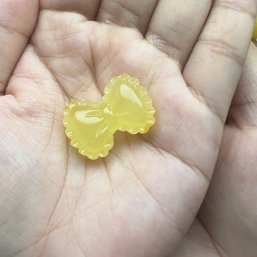 琥珀未镶嵌珠宝奇石蝴蝶结打孔不退换