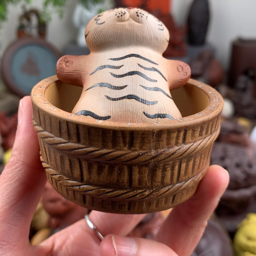 紫砂茶宠L***?躺平虎➕澡盆