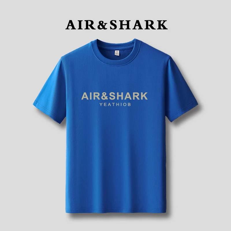 AIR SHARK鲨鱼100%纯棉短袖T恤夏季新款宽松圆领休闲百搭潮牌半袖