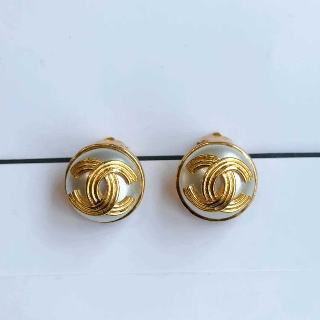 95新 Chanel/香奈儿 Chanel vintage香奈儿中古编织珍珠耳夹