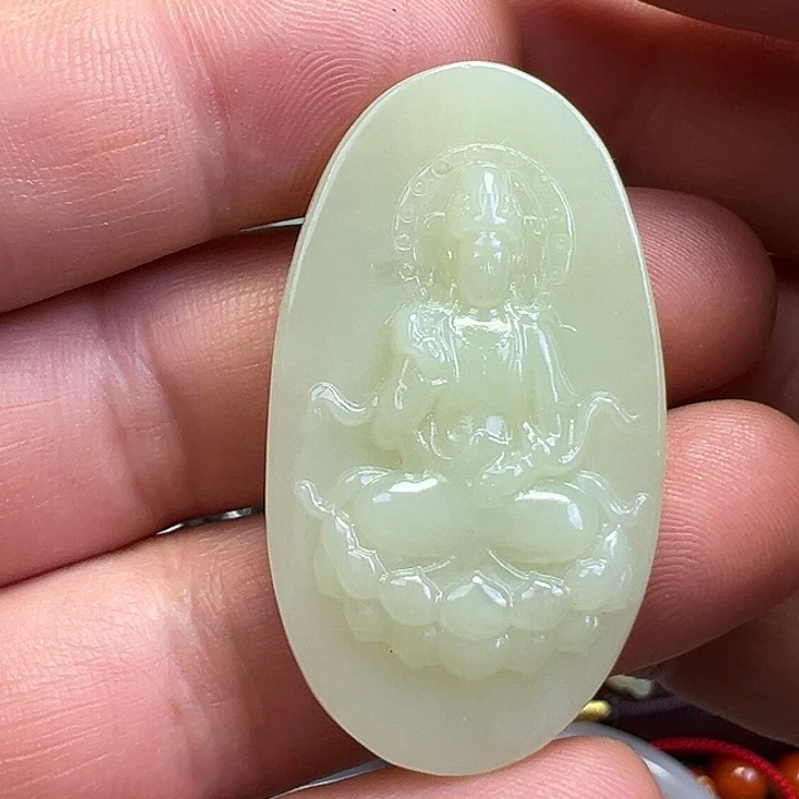 和田玉（黄玉）未镶嵌颈饰观音平安牌
