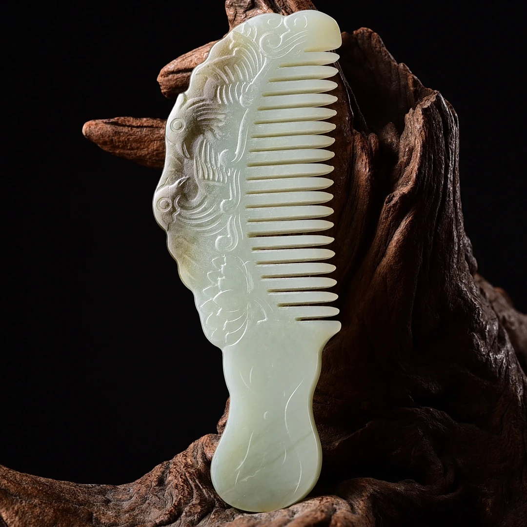 天然和田玉俏色玉梳子女士女孩玉梳送女儿爱人佳品