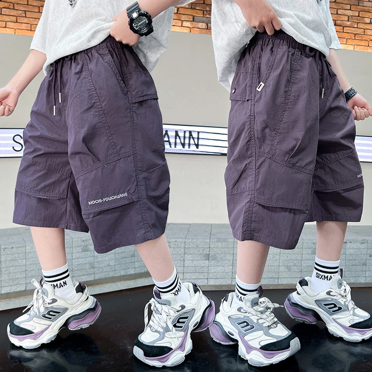 男童夏款速干裤2025夏季新款中大童男孩休闲中裤儿童夏天透气短裤