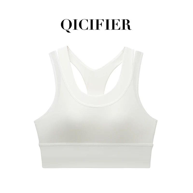 奶昔白 假两件聚拢网纱瑜伽内衣 3074