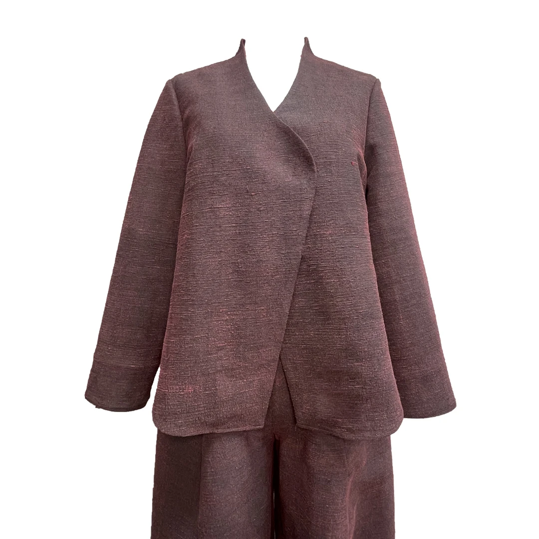 极简分极简风柞蚕丝香云纱时尚复古大气开衫上衣外套国风设计师