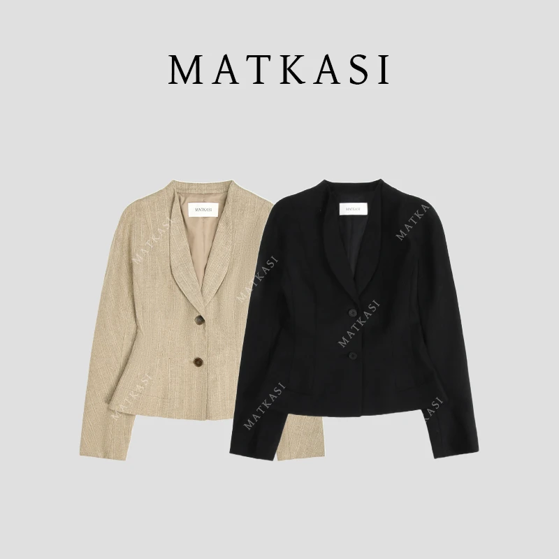 MATKASI 精致感穿搭纹理翻领收腰显瘦款西装女