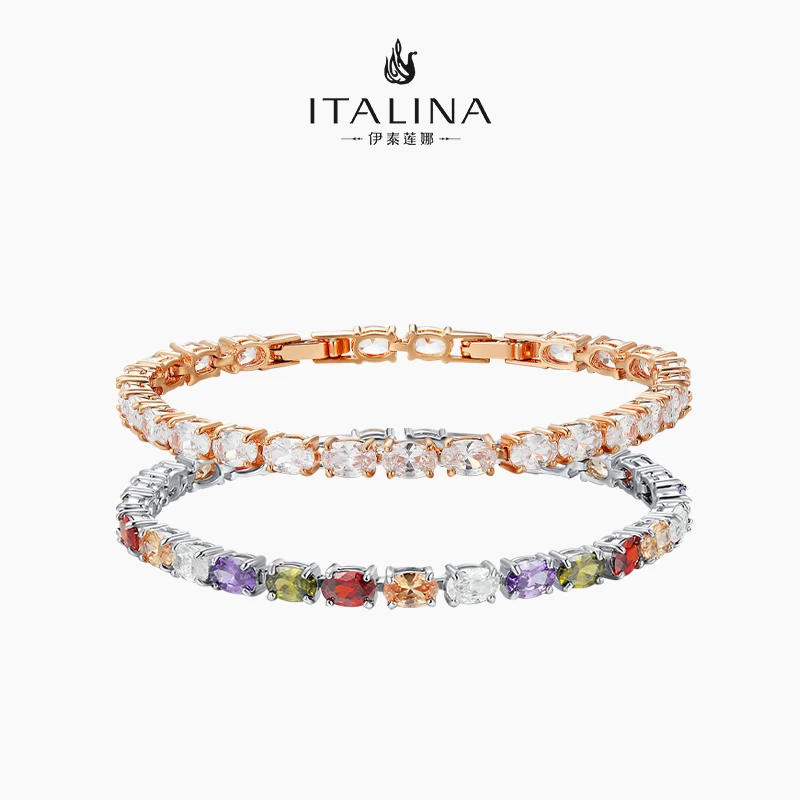 伊泰莲娜 合金仿水晶手链 女多彩配石渐变手链可调节长短送闺蜜