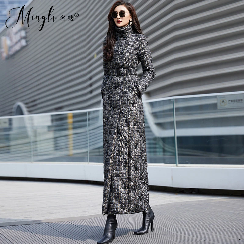 名缕羽绒服2025冬季新款女修身显瘦长款过膝到脚踝加厚高级感外套