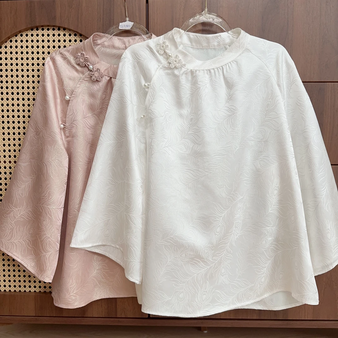 【莫屿·凤羽】100桑蚕丝正娟立领手工盘口