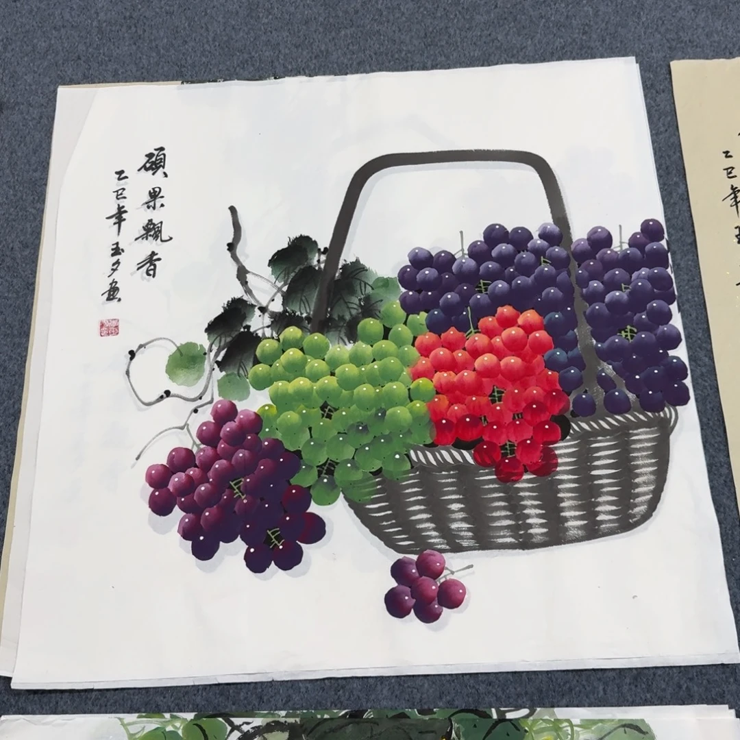 国画四尺斗方70X70纯手绘作品