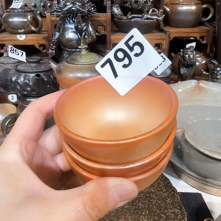 杯随*高温柴烧陶泥主人杯三个