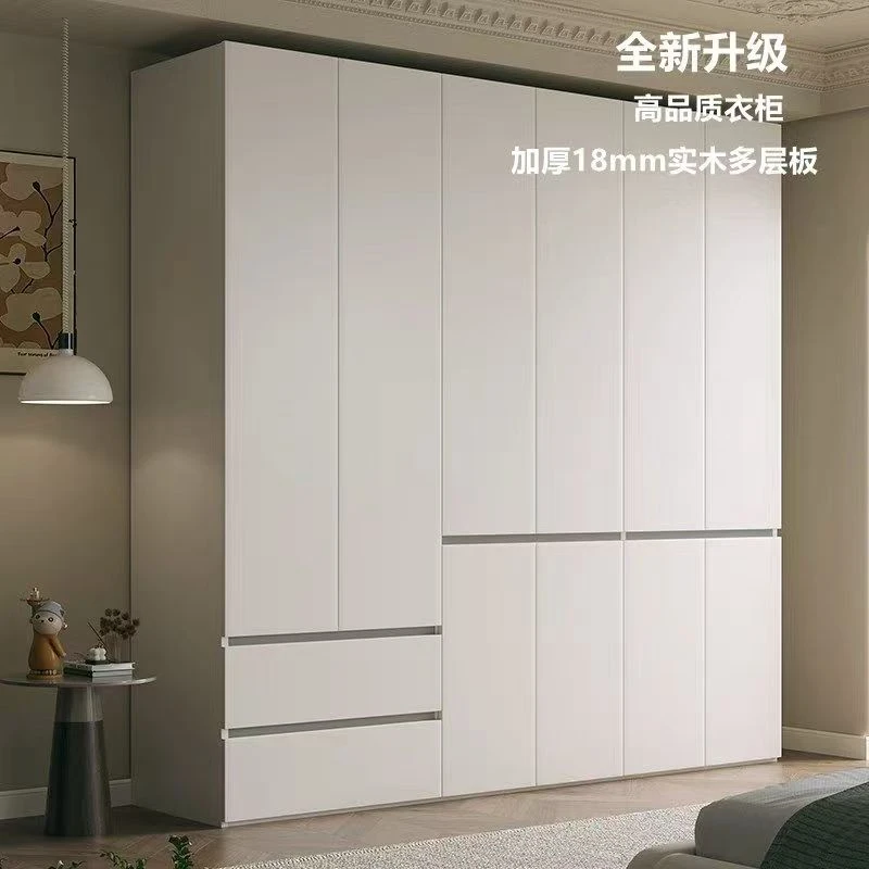 实木多层板衣柜卧室家用平开门白色经济型柜子18mm经济型衣柜