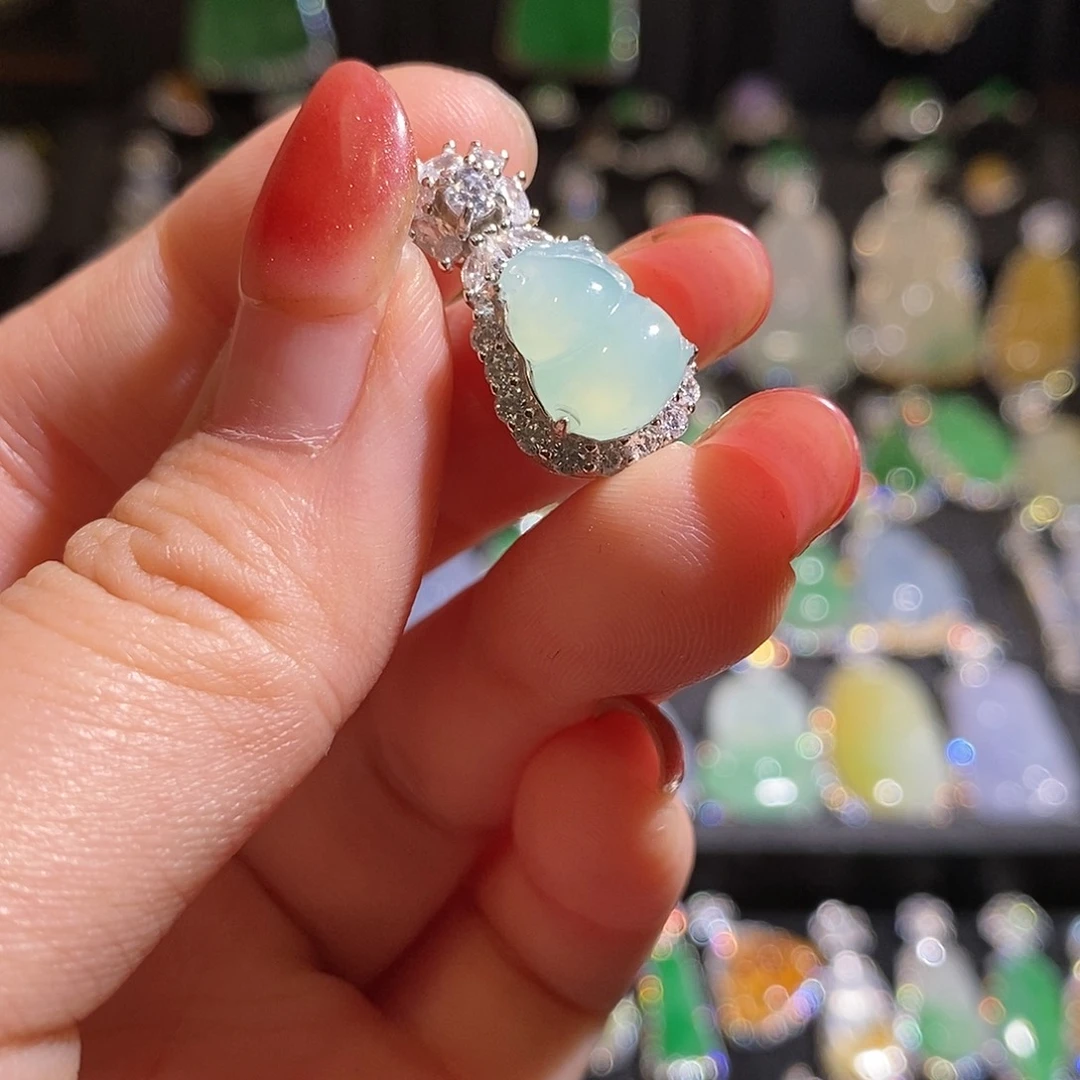 颈饰银S925镶嵌翡翠天然翡翠